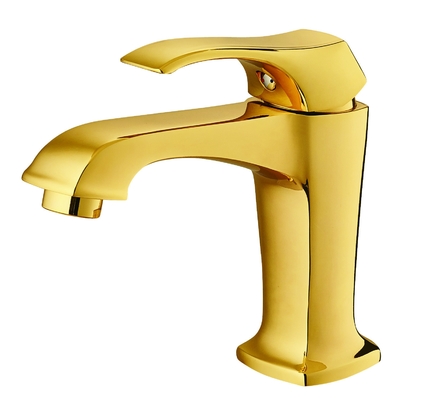 Grifo de lavabo de oro claro Grifo de lavabo de una manija resistente a fugas