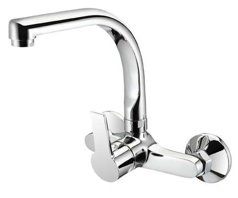 Grifo mezclador de cocina montado en la pared con canalón SUS304 Grifo de agua fría y caliente de 2 orificios