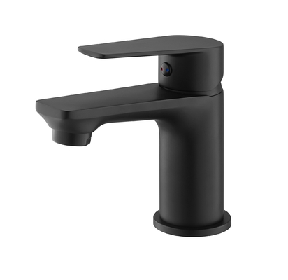 Grifo de lavabo de baño negro mate Grifos de lavabo de lavado frío y caliente pulidos de una sola palanca