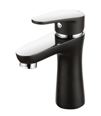 Grifo de lavabo de baño contemporáneo Latón mitad cromo mitad negro