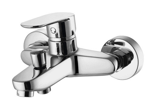 Grifo monomando para bañera contemporáneo de instalación en pared, cromado