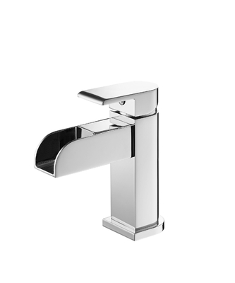 Cubierto de agua del fregadero Monte de grifo de cubierta de sola palanca Cascada de la cuenca mezclador de grifo LED de un solo agujero cromo