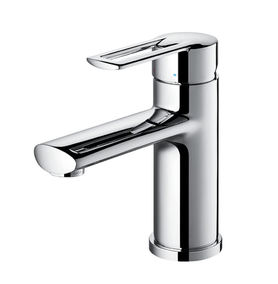 Grifo de lavabo de un solo orificio, grifo de baño cromado, mango de zinc