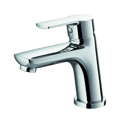 Grifo de lavabo comercial para baño, mango de metal único, cromo, 142mm de alto