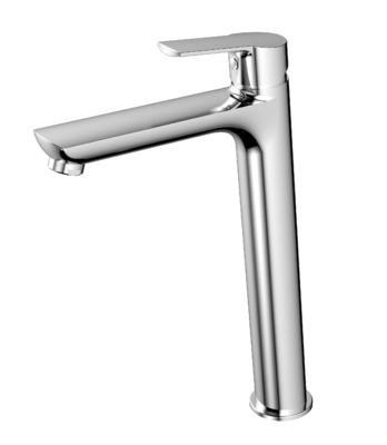 Grifo mezclador de lavabo de galvanoplastia Grifo de fregadero de recipiente de un solo orificio alto