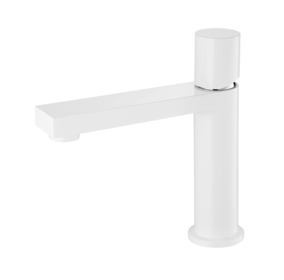 Grifo de baño de un solo orificio blanco CONNE, grifos de lavabo de cartucho de cerámica de 25mm