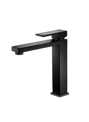 Grifo de agua para lavabo de recipiente negro mate con montaje en cubierta Grifo de agua para baño de cuerpo alto