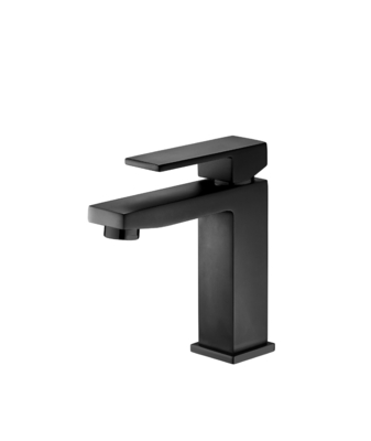 Grifo de lavabo a prueba de huellas dactilares, grifo de lavabo negro mate para encimera