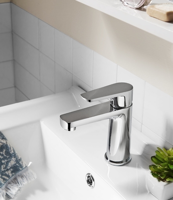 Grifo monomando para lavabo de latón cromado, mezclador de agua fría y caliente de 159mm de altura