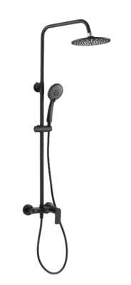 Conjunto de columna de ducha de baño montado en la pared con barra deslizante Cabezal de ducha de lluvia 3 funciones