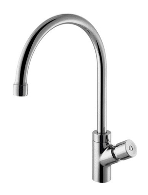 Grifo giratorio de retardo de tiempo con botón pulsador cromado para baño de cocina en el hogar