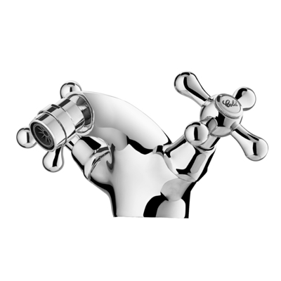 Grifo de baño cromado con dos manijas cruzadas