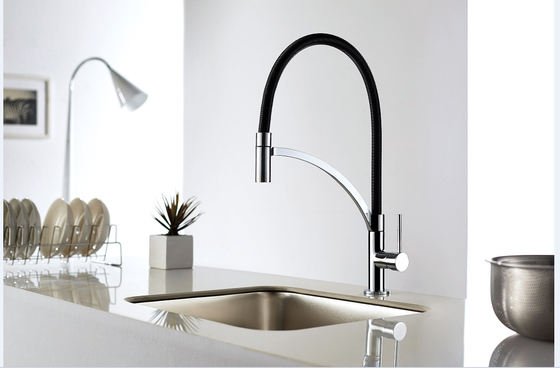 Grifo mezclador de cocina con resorte de acero inoxidable