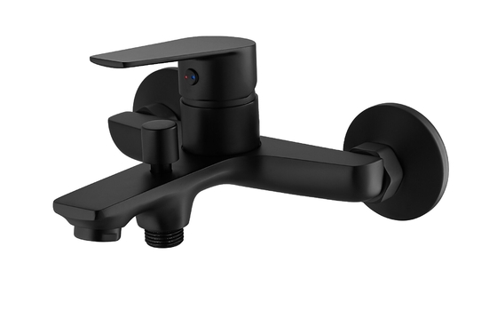 Grifo de ducha de baño de latón, monomando montado en superficie, negro mate