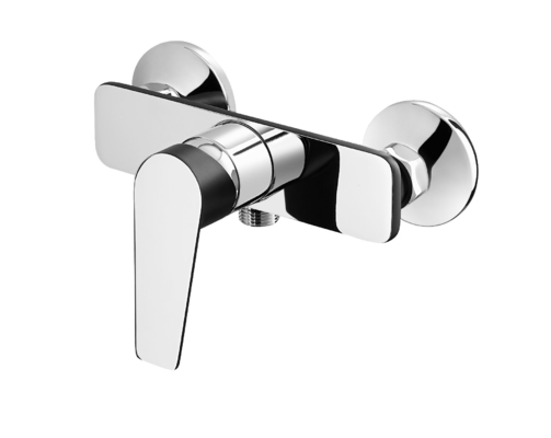 Grifo mezclador de ducha con cuerpo de latón de alta calidad, aspecto bicolor, cromo/negro