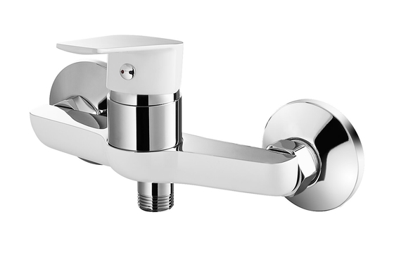 Grifo monomando de ducha de presión, monomando, mitad cromo, mitad blanco