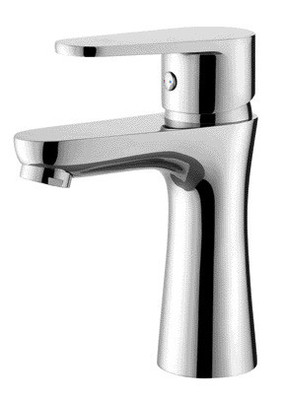 Grifo de lavabo de baño moderno cromado de latón con válvula de cerámica