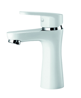 Grifo de lavabo de baño contemporáneo Latón mitad cromo mitad blanco