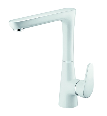 Grifo mezclador de cocina blanco cromado, grifo mezclador de agua caliente y fría, antienvejecimiento