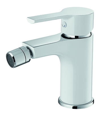 Grifo de bidé para baño frío y caliente, aireador ajustable con acabado cromado blanco
