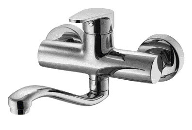 Tubo largo de instalación de pared de grifo mezclador de cocina de pared giratorio de 360 ​​°