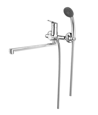 Grifo monomando para bañera de caño largo para instalación a pared, cromo