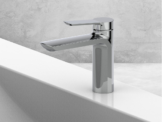 Grifo monomando de baño cromado negro sin tirador