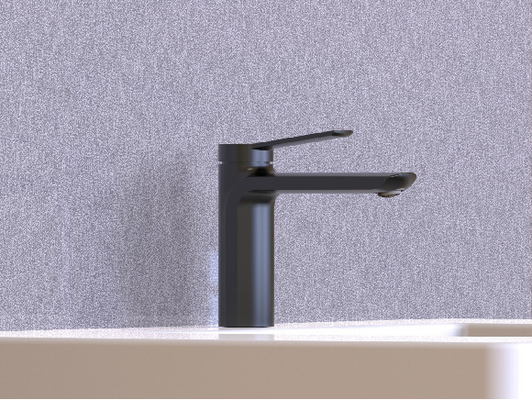 Grifo monomando de baño cromado negro sin tirador