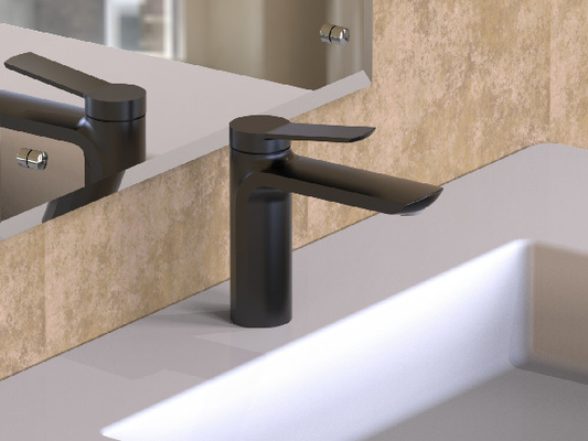 Grifo monomando de baño cromado negro sin tirador