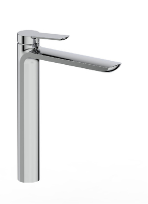Grifo monomando para lavabo de baño con cartucho de cerámica de latón, caño alto negro cromado