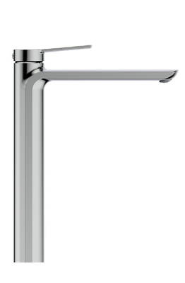 Grifo monomando para lavabo de baño con cartucho de cerámica de latón, caño alto negro cromado