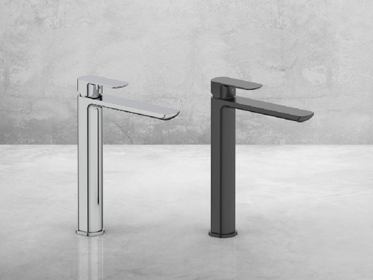 Cascada moderna de latón de alta altura grifo de la cuenca caliente y frío ajustable para el baño